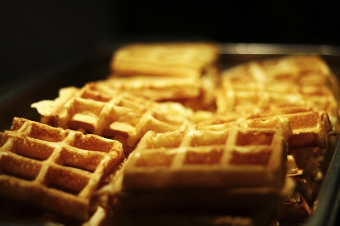 Waffle with choices of Peanut Butter, Maple Syrup and Honey & Butter condiments